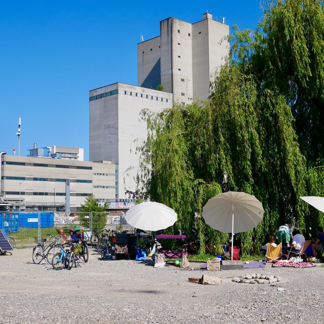 Nomatark Solar-Party unter der Trauerweide im Saint-Louis-Park bei Basel.